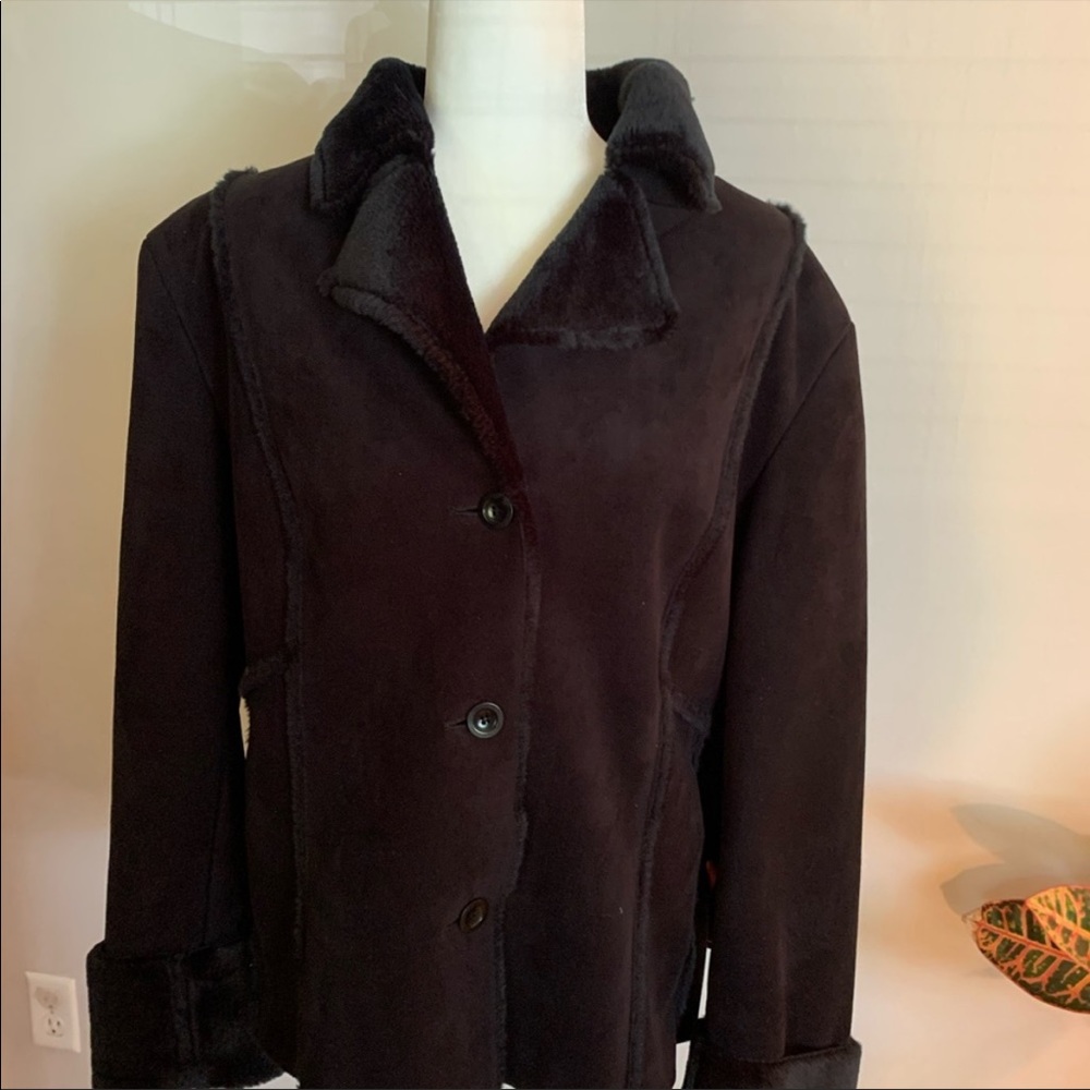 Faux suede jacket with fur type  lining